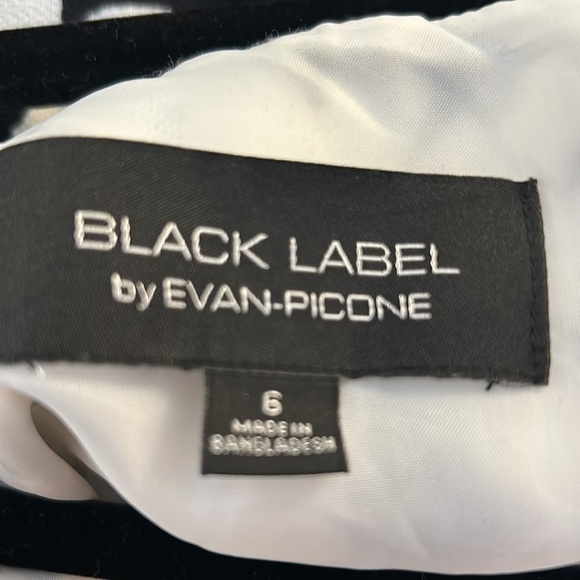 Black Label by Evan Picone Black & White Floral Flowy Dress Size 6 - Picture 6 of 7